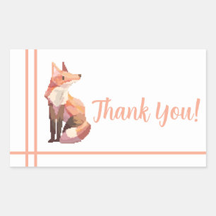Fox Pixel Art, Pixelart thank you Rechthoekige Sticker