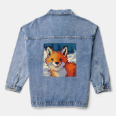 Fox pixelart denim jacket (Achterkant)