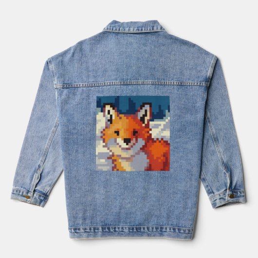 Fox pixelart denim jacket (Achterkant)