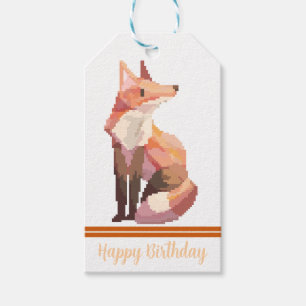 Fox Pixelart, Pixel Art, happy birthday Cadeaulabel