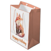 Fox Pixelart, Pixel Art, happy birthday Medium Cadeauzakje (Voorkant Gekanteld)