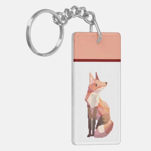 Fox, pixelart, Pixel Art Sleutelhanger (Voorkant Links)