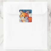 Fox, pixelart, Pixel Art Vierkante Sticker (Tas)