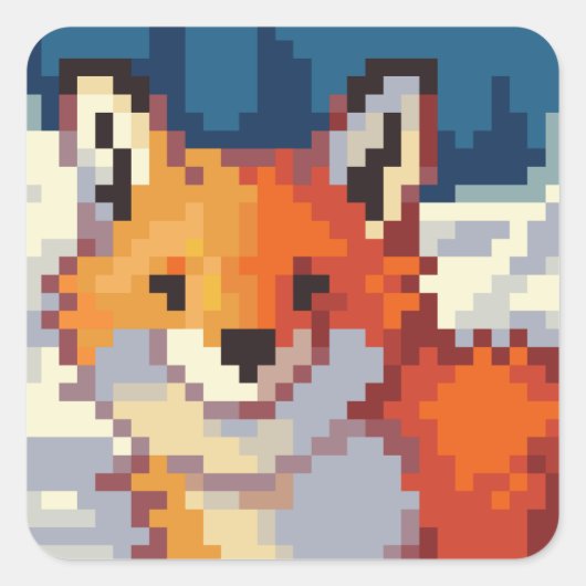 Fox, pixelart, Pixel Art Vierkante Sticker (Voorkant)