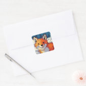Fox, pixelart, Pixel Art Vierkante Sticker (Envelop)