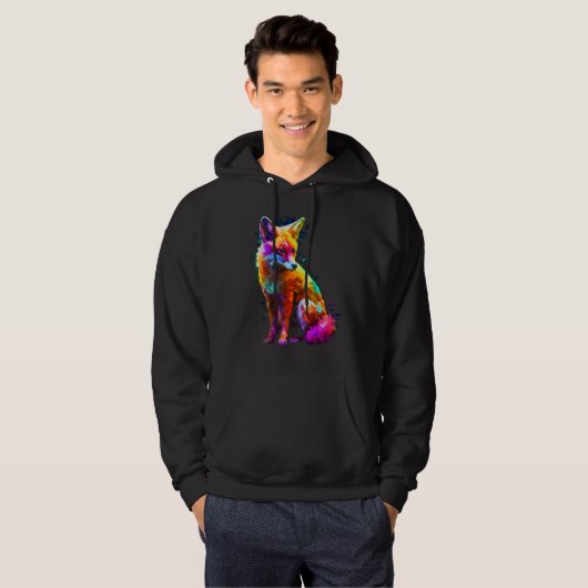 Fox Polygon Colourful  Animal  Animal Fox Hoodie (Voorkant volledig)