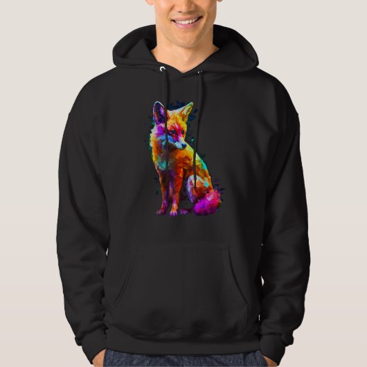 Fox Polygon Colourful  Animal  Animal Fox Hoodie (Voorkant)