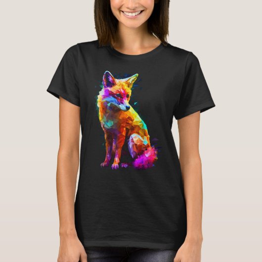 Fox Polygon Colourful Animal Animal Fox T-shirt (Voorkant)