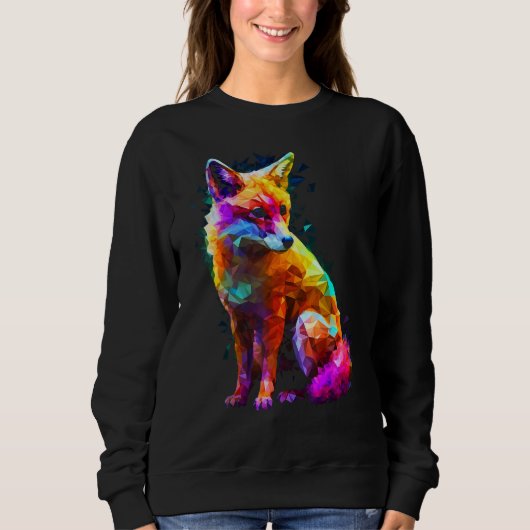 Fox Polygon Colourful Animal Animal Fox Trui (Voorkant)