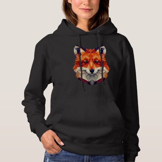 Fox Polygon Wild Animal  Wildlife Zookeeper Geomet Hoodie (Voorkant)