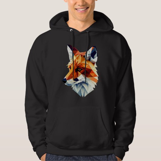 Fox Polygon Wild Animal Wildlife Zookeeper Geomet Hoodie (Voorkant)