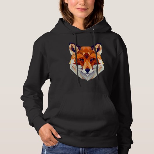 Fox Polygon Wild Animal  Wildlife Zookeeper Geomet Hoodie (Voorkant)