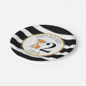 Fox Pompom Stripes Birthday Papieren Bordje (Gekanteld)