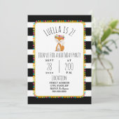 Fox Pompom Stripes Party Kaart (Staand voorkant)
