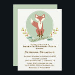 Fox Portrait Floral Kids Birthday Party Invitation Kaart<br><div class="desc">Fox Portrait Floral Kids Birthday Party Invitation</div>