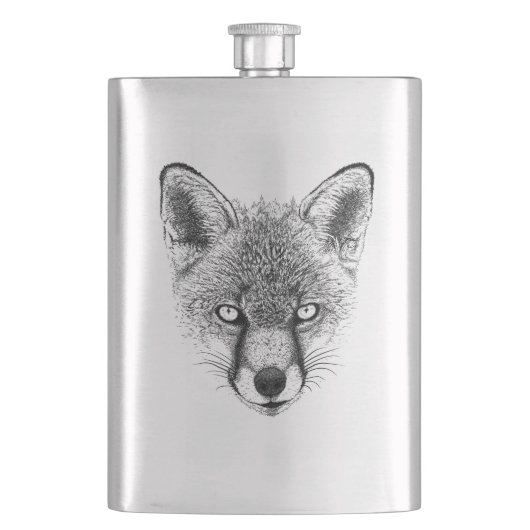 Fox Portrait Wildlife Illustration Hip Flask Heupfles (Voorkant)