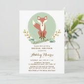 Fox Portret Green Bridal Shower Invitation Kaart (Staand voorkant)