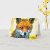 Fox Portret Realistic Wildlife Art Kaart (Gele Bloem)