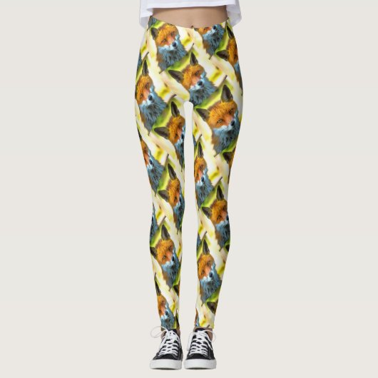 Fox Portret Realistic Wildlife Art Leggings (Voorkant)