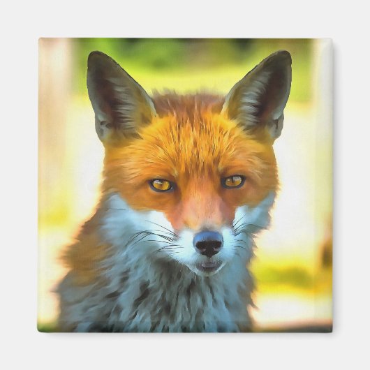 Fox Portret Realistic Wildlife Art Magneet (Voorkant)