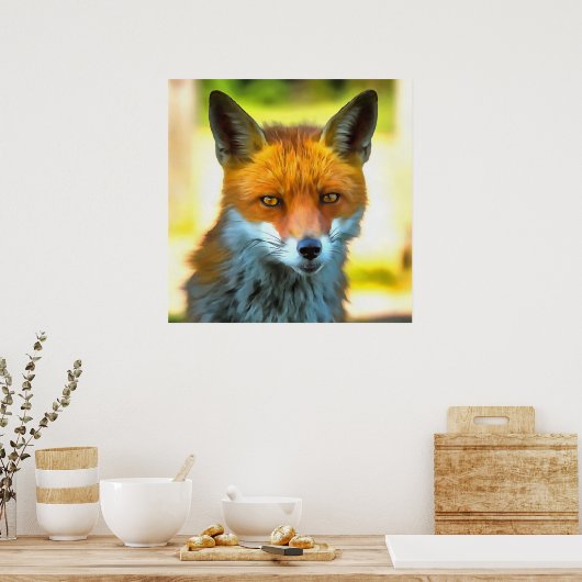Fox Portret Realistic Wildlife Art Poster (Keuken)