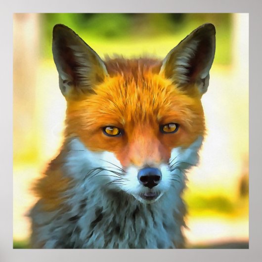 Fox Portret Realistic Wildlife Art Poster (Voorkant)
