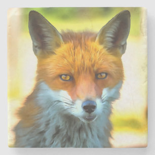 Fox Portret Realistic Wildlife Art Stenen Onderzetter