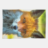 Fox Portret Realistic Wildlife Art Theedoek (Horizontaal)