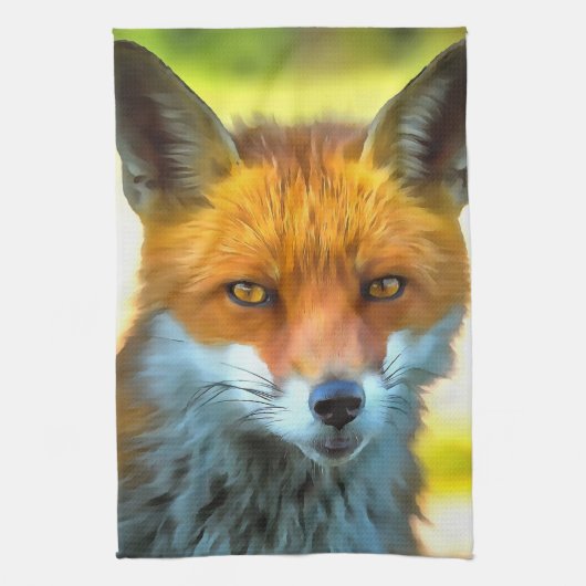 Fox Portret Realistic Wildlife Art Theedoek (Verticaal)