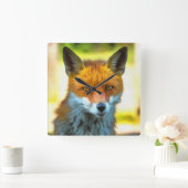 Fox Portret Realistic Wildlife Art Vierkante Klok (Huis)