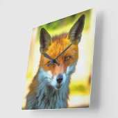 Fox Portret Realistic Wildlife Art Vierkante Klok (Hoek)
