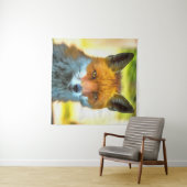Fox Portret Realistic Wildlife Art Wandkleed (In Situ (horizontaal))