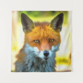 Fox Portret Realistic Wildlife Art Wandkleed (Voorkant)