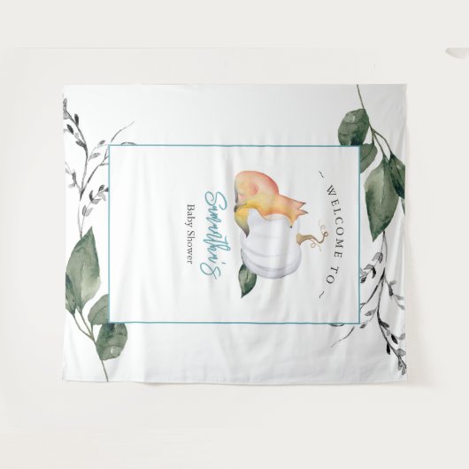 Fox Pumpkin Baby shower Achtergronden Boy Wandkleed (Voorkant (horizontaal))