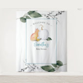 Fox Pumpkin Baby shower Achtergronden Boy Wandkleed (Voorkant)