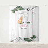 Fox Pumpkin Baby shower achtergronden groen Wandkleed (Voorkant)