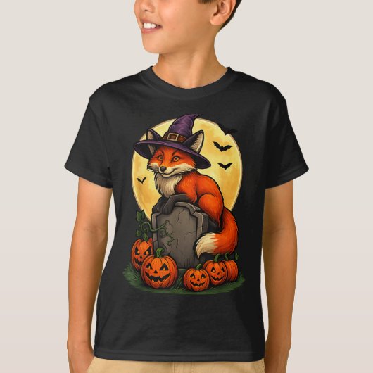 Fox Pumpkin Halloween Tees For Men Women Girls Cos (Voorkant)