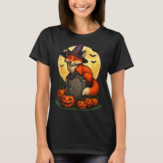 Fox Pumpkin Halloween Tees For Men Women Girls Cos (Voorkant)