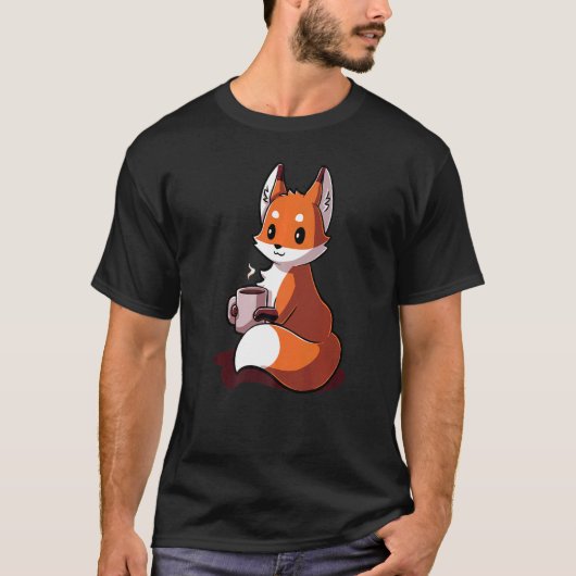 Fox Quote  Drinking Coffee Cool  Fox T-shirt (Voorkant)