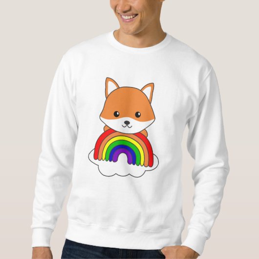 Fox Rainbow Cute Animals Colorful Foxes Forest Trui (Voorkant)
