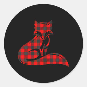 Fox Red Buffalo Plaid Prairie Vixen Bijpassende Ronde Sticker