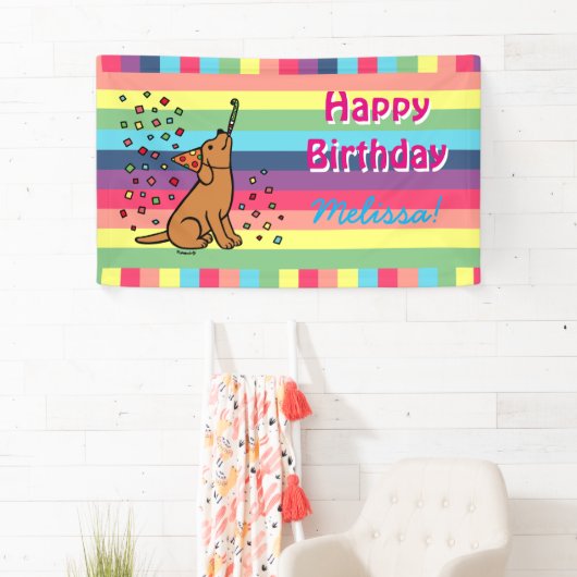Fox Red Lab Birthday Party Confetti Horizontal Spandoek (Insitu)