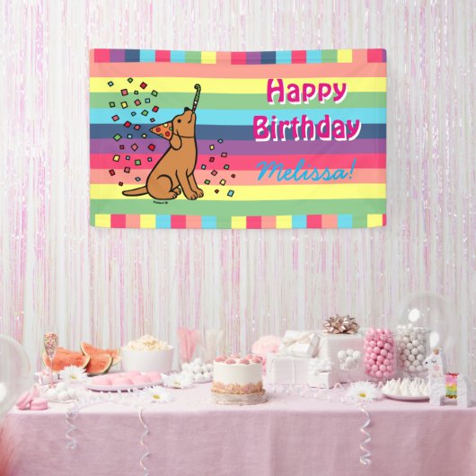 Fox Red Lab Birthday Party Confetti Horizontal Spandoek (Feest)