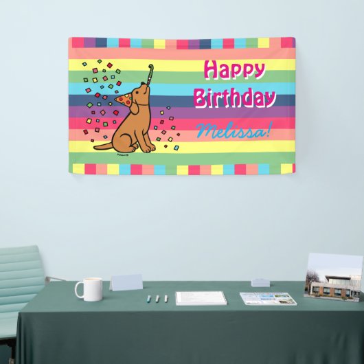 Fox Red Lab Birthday Party Confetti Horizontal Spandoek (Beurs)