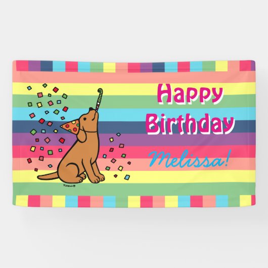 Fox Red Lab Birthday Party Confetti Horizontal Spandoek (Horizontaal)