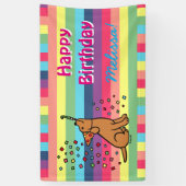 Fox Red Lab Birthday Party Confetti Horizontal Spandoek (Verticaal)