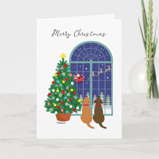 Fox Red Lab, Chocolate Lab Magische Kerst Feestdagen Kaart (Voorkant)