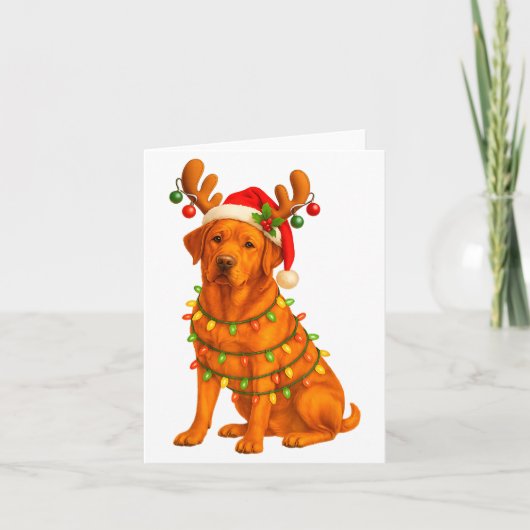 Fox Red Lab Christmas Tree Light Pajama Labrador D Kaart (Voorkant)