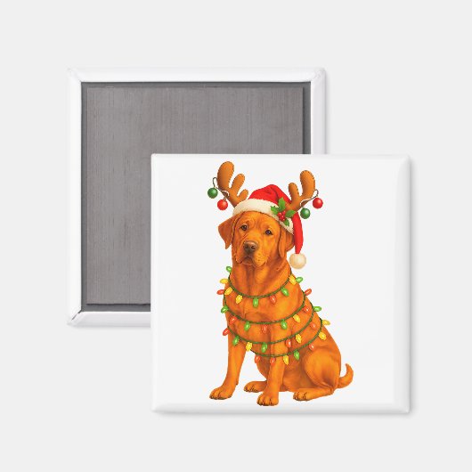 Fox Red Lab Christmas Tree Light Pajama Labrador D Magneet (Voorkant / Achterkant)