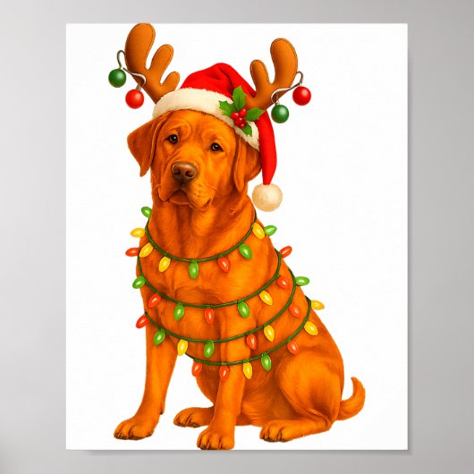 Fox Red Lab Christmas Tree Light Pajama Labrador D Poster (Voorkant)